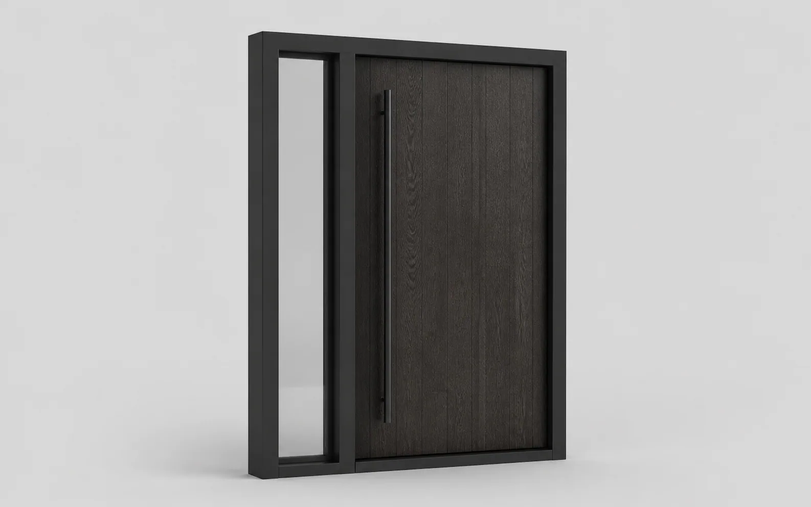Configuración ilustrativa de una puerta pivotante contemporánea